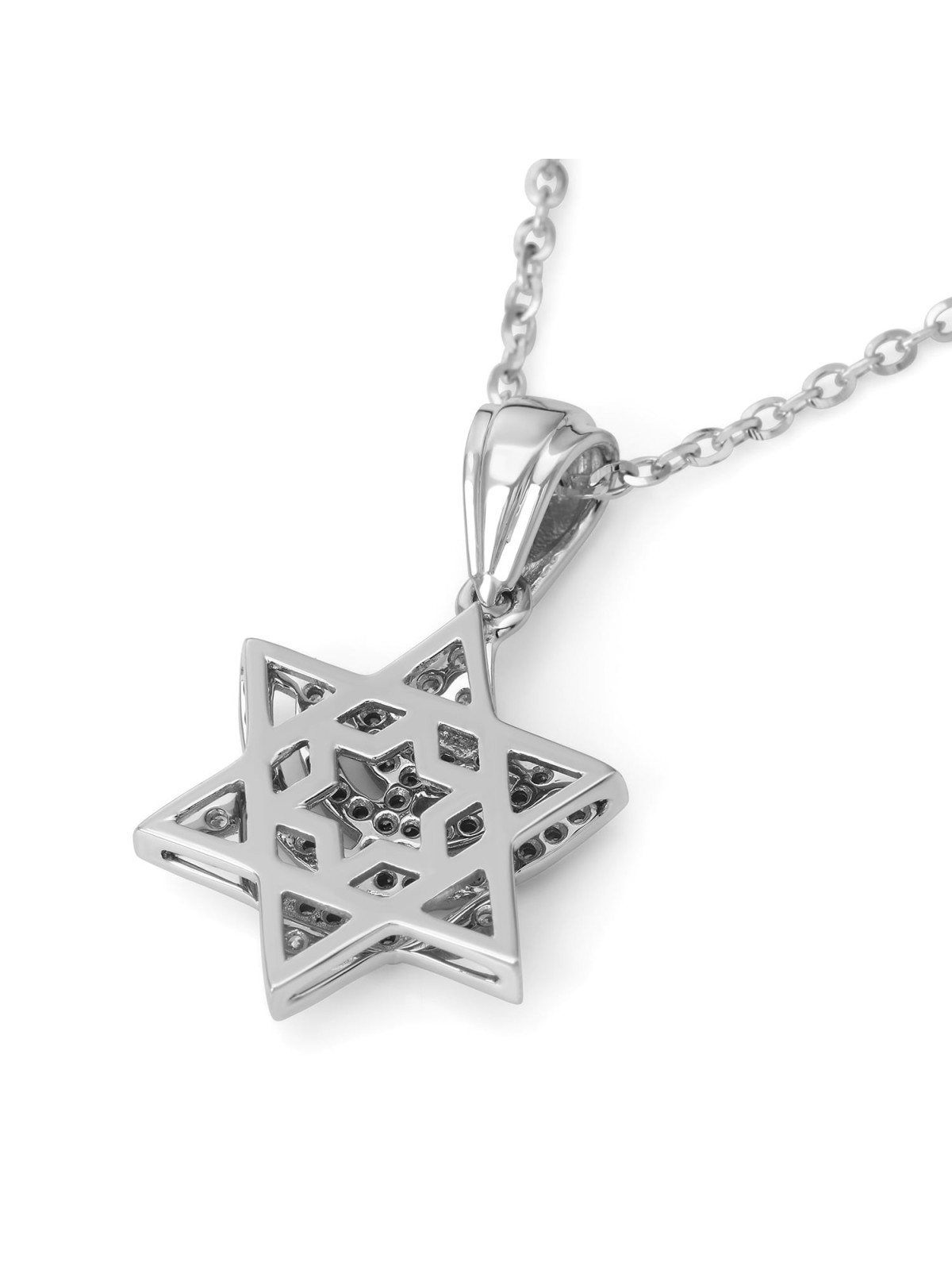 14K Gold Women's Menorah and Star of David Pendant with Diamonds - Col