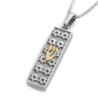 14K Gold Star of David Mezuzah Case Pendant Necklace With Hebrew Lette