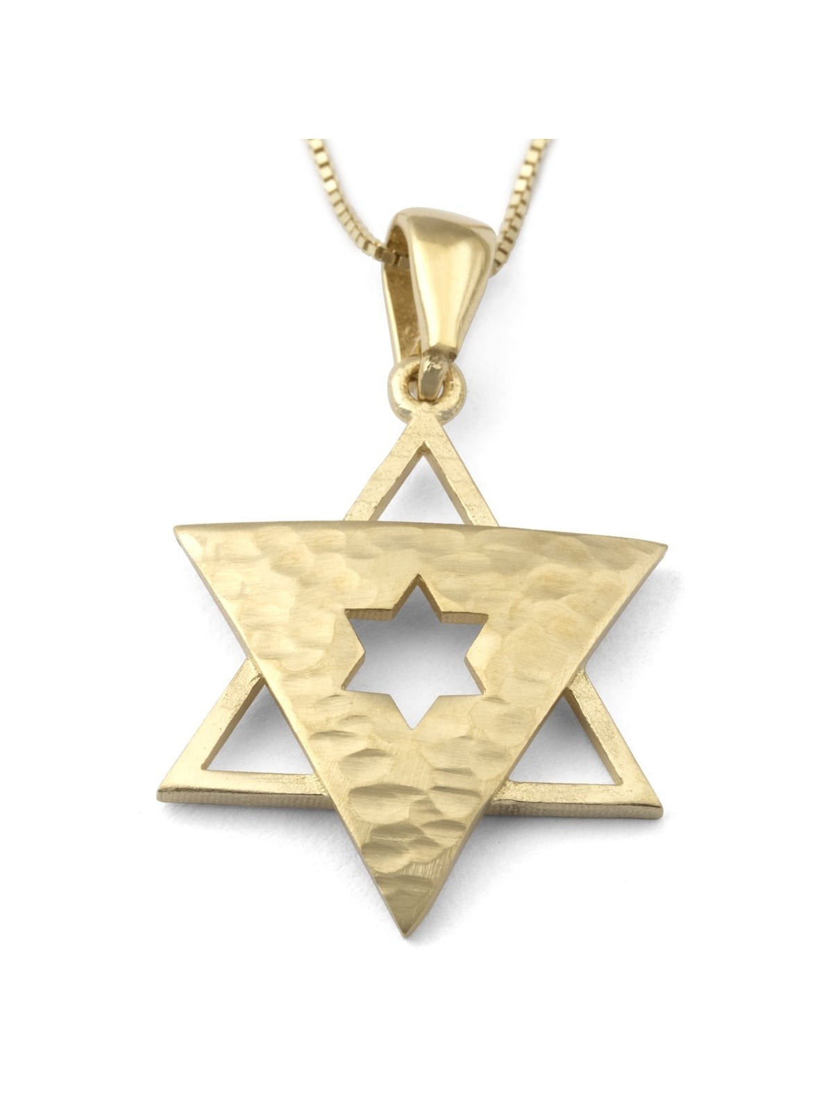 Collier pendentif étoile de David moderne en or 14 carats