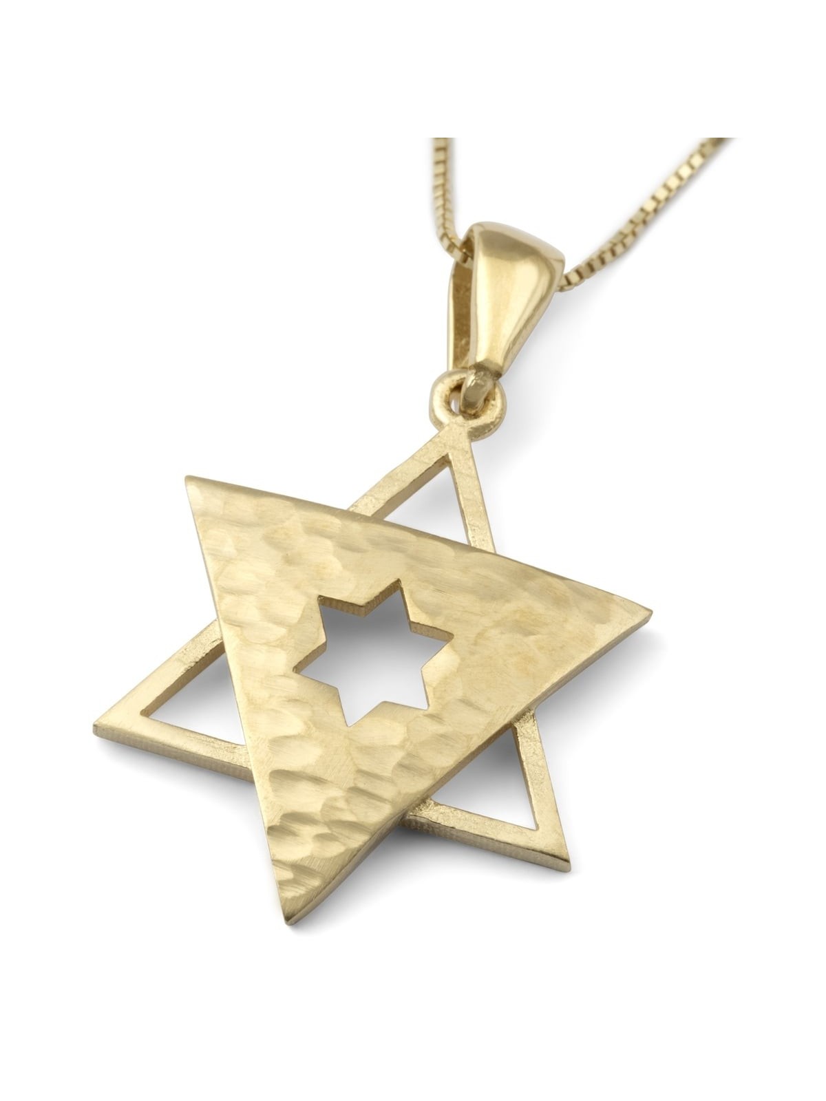 Modern 14K Gold Star of David Pendant Necklace