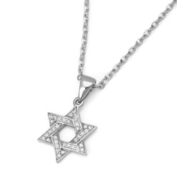 14K White Gold Sleek Diamond-Lined Star of David Pendant for Women