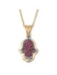 14K Gold Women's Two-Tone Hamsa Pendant with Rubies