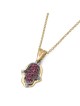 14K Gold Women's Two-Tone Hamsa Pendant with Rubies