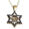 14K Gold Jerusalem Star of David Pendant With 36 Black & White Diamond
