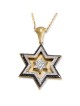 Pendentif double étoile de David en or 14 carats avec 172 diamants noirs et blancs