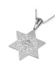 14K Gold Double Star of David Pendant With 172 Black & White Diamonds