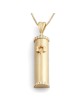 Deluxe 14K Yellow Gold Mezuzah Case Pendant with White Diamonds