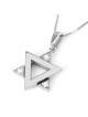 Collier moderne à pendentif étoile de David en or 14 carats avec diamants blancs - Y