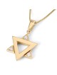 Collier moderne à pendentif étoile de David en or 14 carats avec diamants blancs - Y