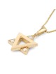 Collier moderne à pendentif étoile de David en or 14 carats avec diamants blancs - Y