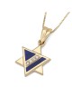 Stylish Star of David 14K Yelow Gold Pendant Necklace With White Diamo