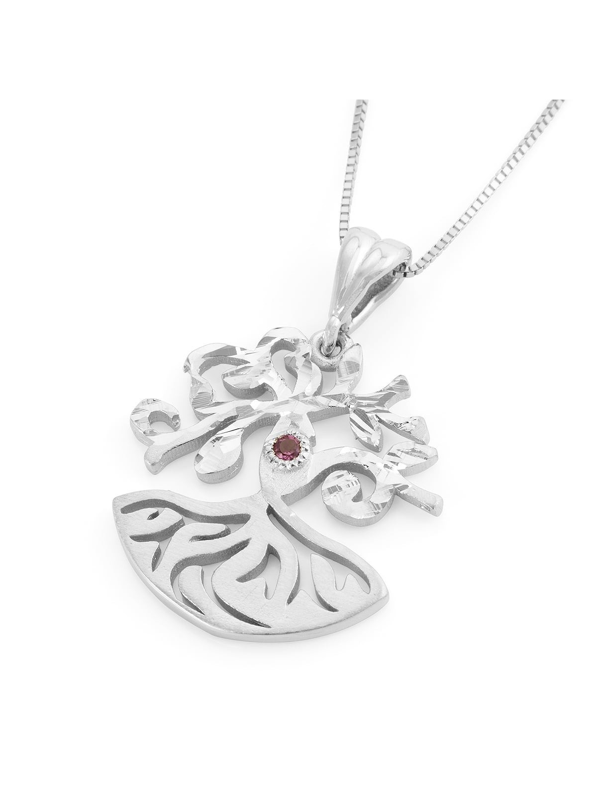 Collier pendentif arbre de vie moderne en or 14 carats avec pierre de topaze