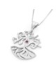 Collier pendentif arbre de vie moderne en or 14 carats avec pierre de topaze