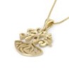 14K Gold Modern Tree of Life Pendant Necklace with Topaz Stone
