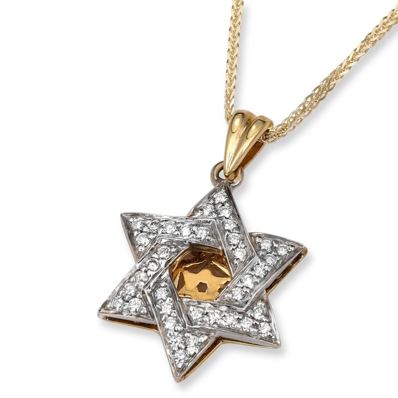 Anbinder Jewelry Stylo étoile de David bicolore orné de diamants 14 carats