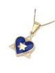 Star of David And Heart 14K Yellow Gold Pendant Necklace