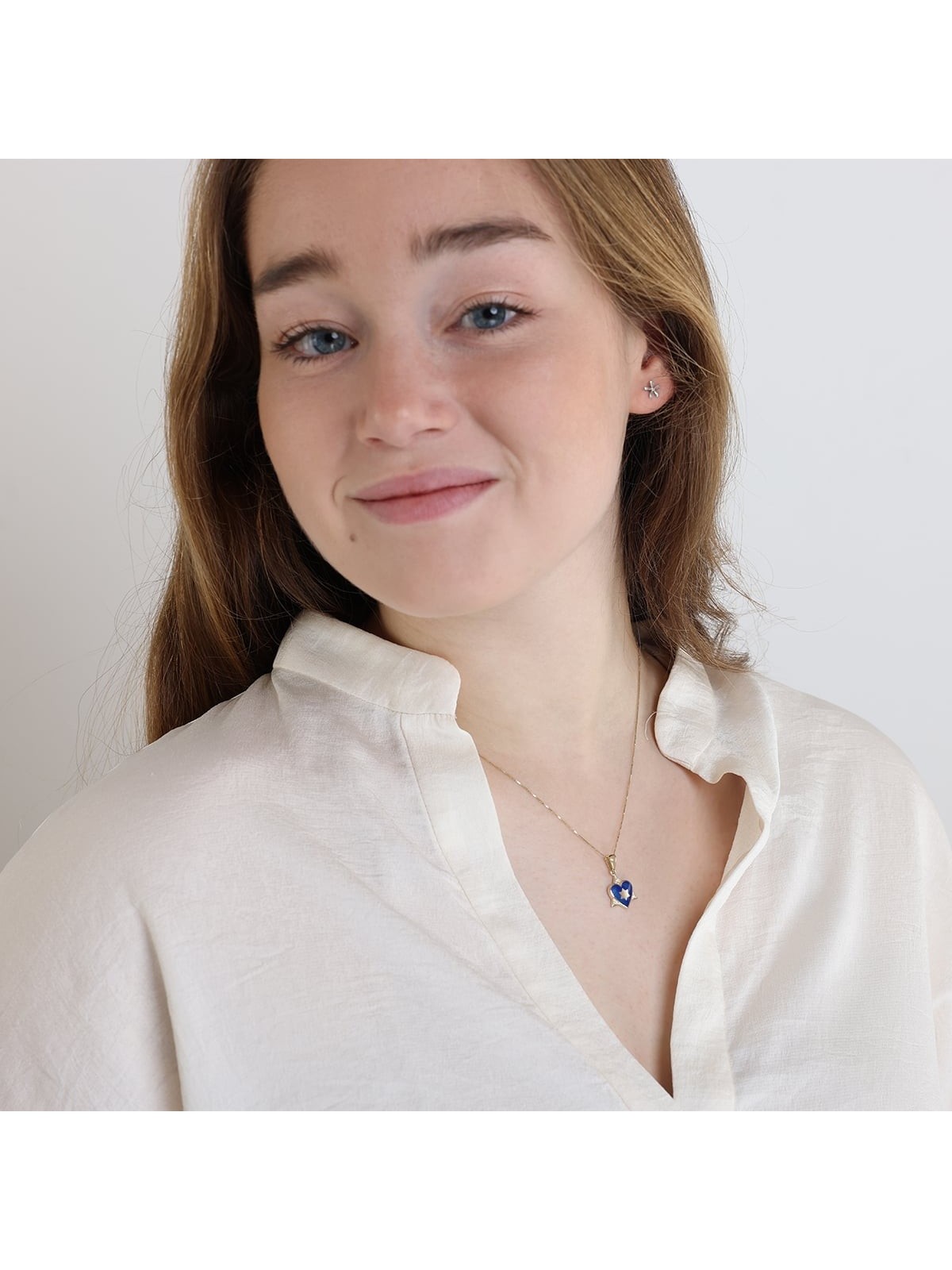 Star of David And Heart 14K Yellow Gold Pendant Necklace