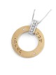 Collier pendentif disque en or 14 carats Shema Yisrael avec accents de diamants