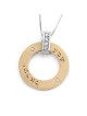14K Gold Disk Shema Yisrael Pendant Necklace With Diamond Accent