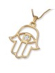 14K Gold Evil Eye Hamsa Pendant Necklace