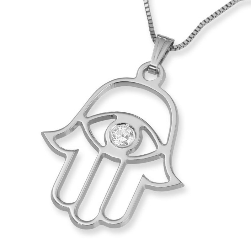 Collier pendentif Hamsa mauvais œil en or 14 carats