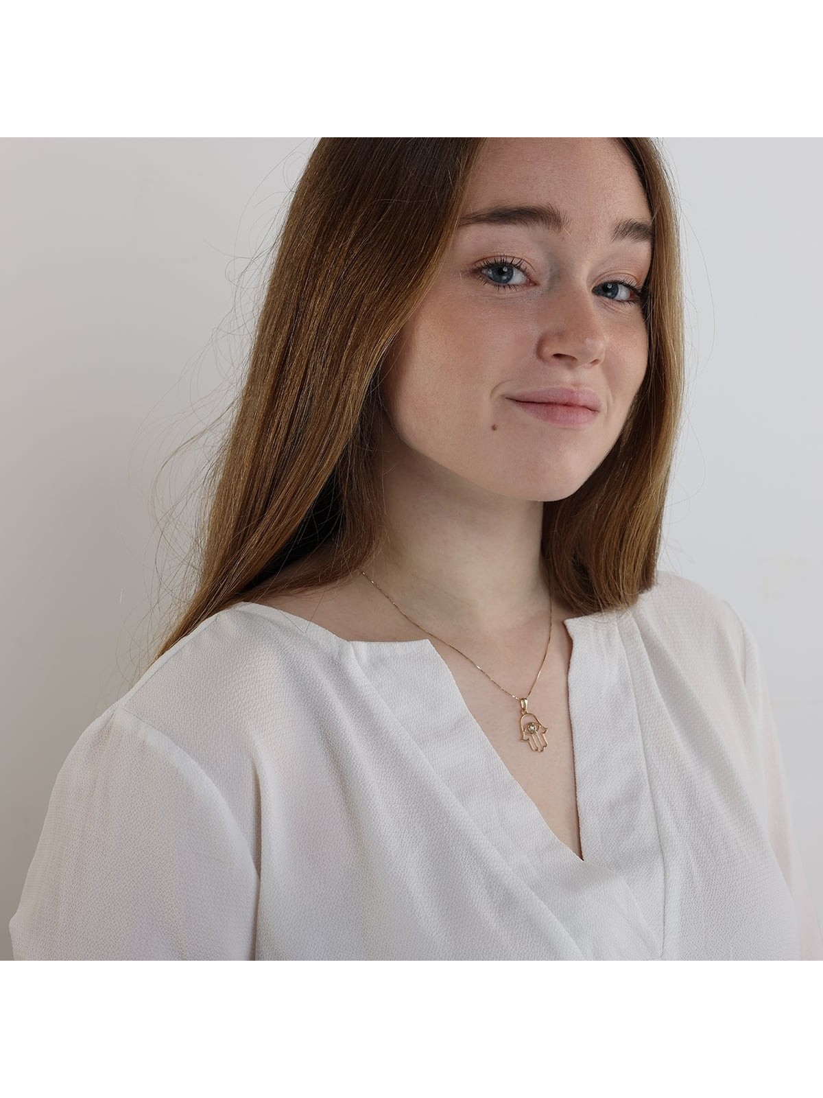 14K Gold Evil Eye Hamsa Pendant Necklace