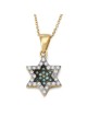 14K Yellow Gold White & Blue Diamond Star of David Pendant