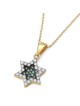 14K Yellow Gold White & Blue Diamond Star of David Pendant