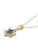 14K Yellow Gold White & Blue Diamond Star of David Pendant