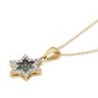 14K Yellow Gold White & Blue Diamond Star of David Pendant