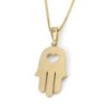 Hamsa With Heart 14K Gold Pendant Necklace