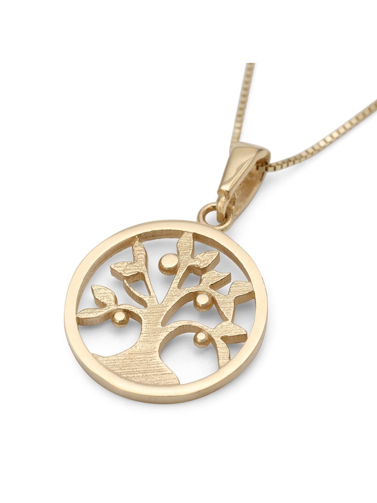 Stylish 14K Gold Round Tree of Life Pendant Necklace (Choice of Colors