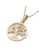 Stylish 14K Gold Round Tree of Life Pendant Necklace (Choice of Colors