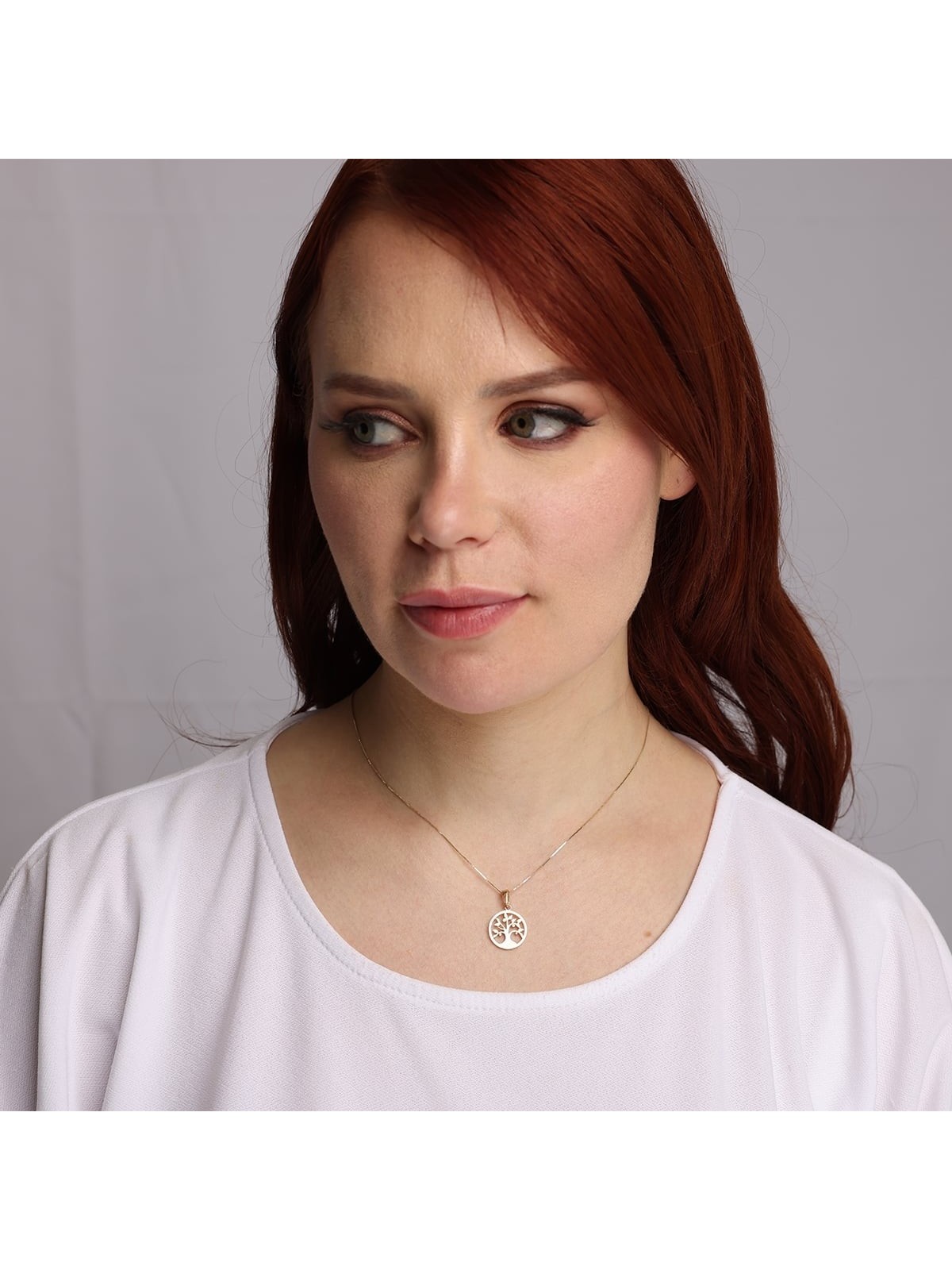 Stylish 14K Gold Round Tree of Life Pendant Necklace (Choice of Colors