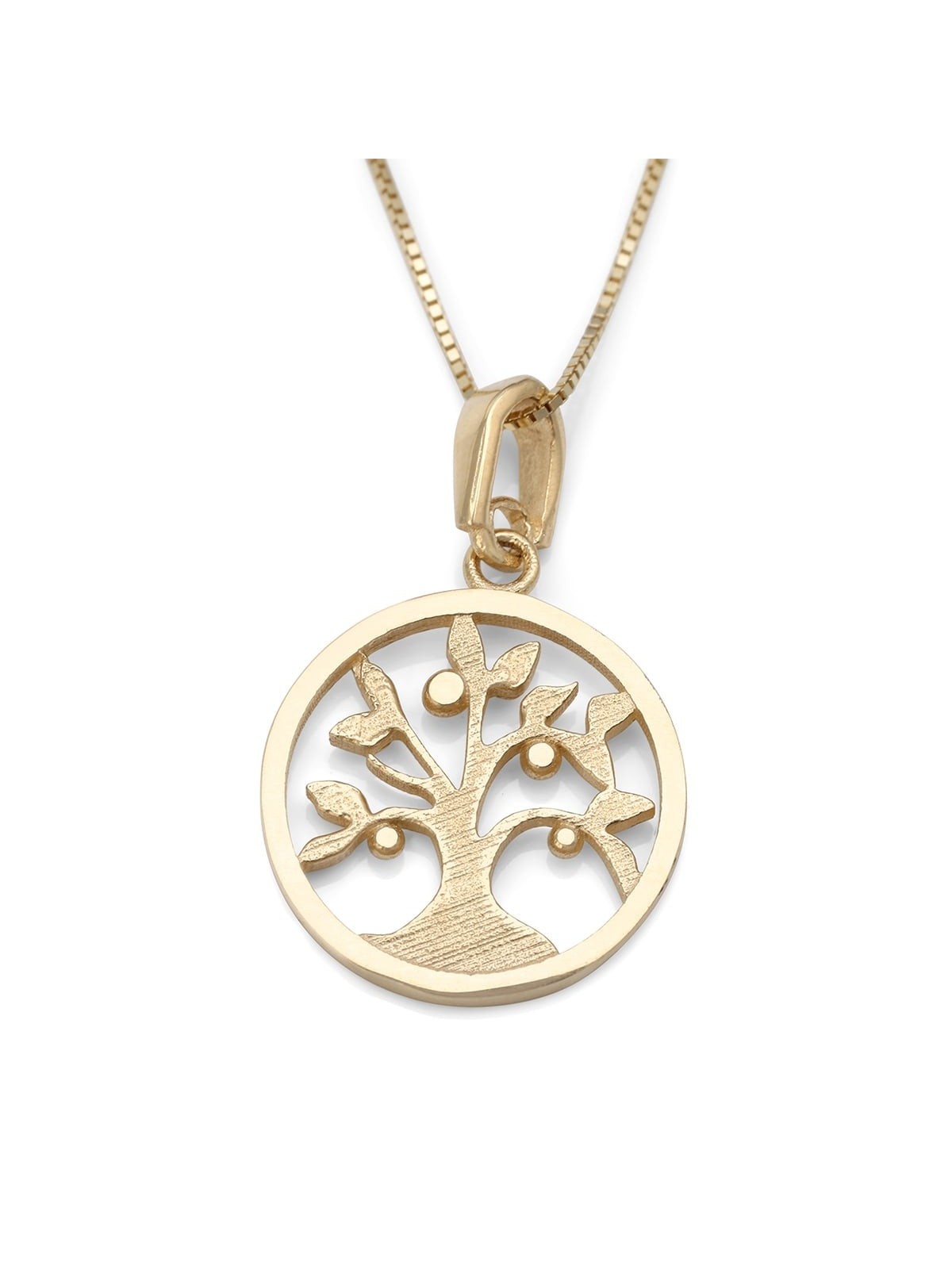 Stylish 14K Gold Round Tree of Life Pendant Necklace (Choice of Colors