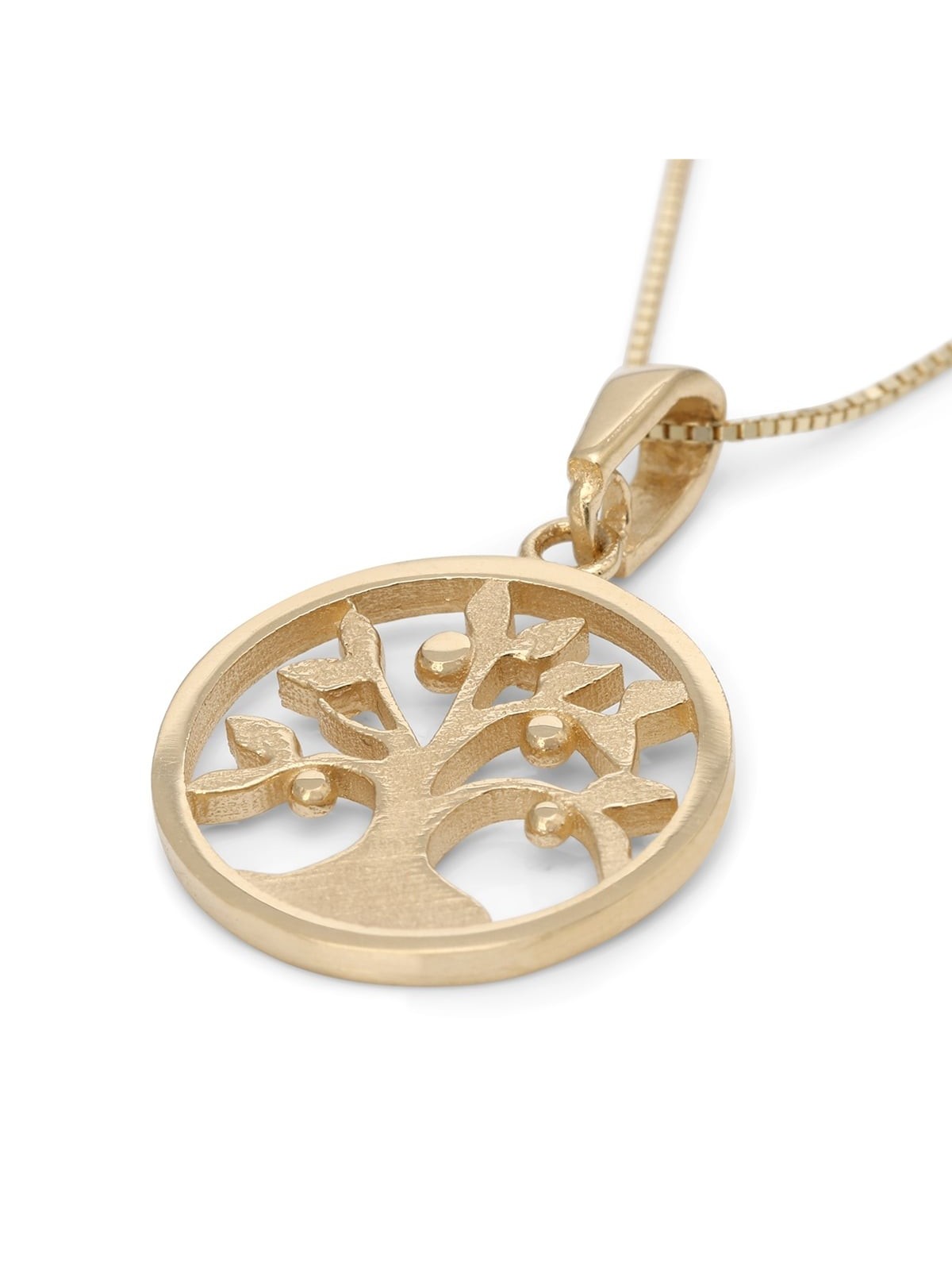 Stylish 14K Gold Round Tree of Life Pendant Necklace (Choice of Colors