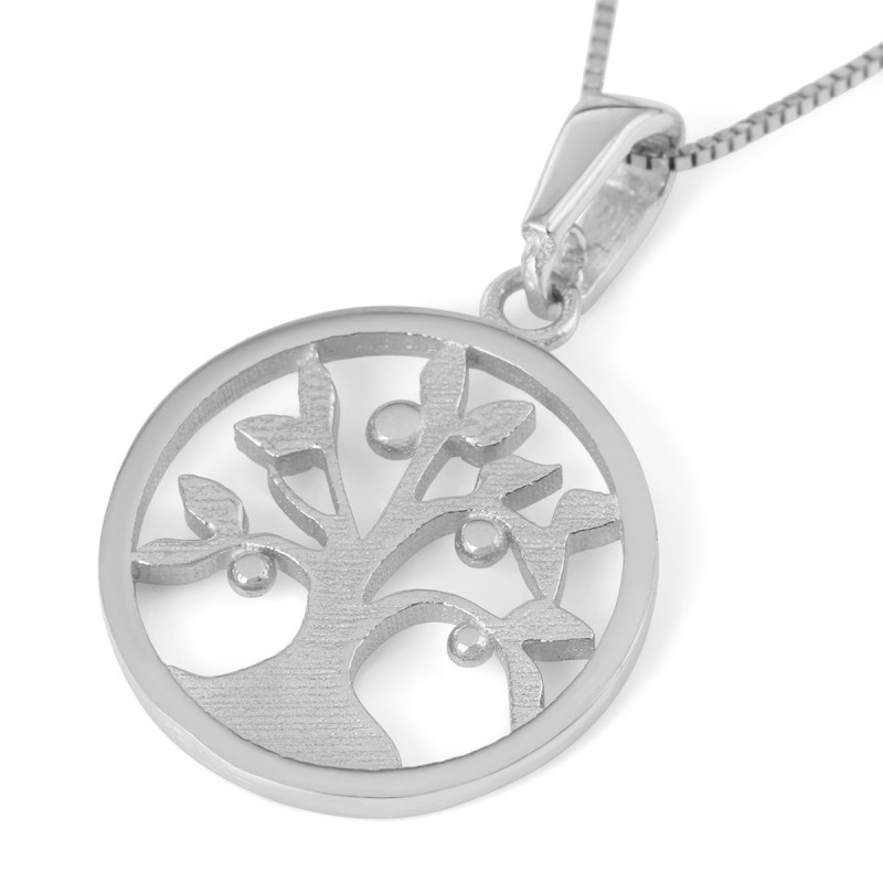 Collier élégant avec pendentif arbre de vie rond en or 14 carats (choix de couleurs)