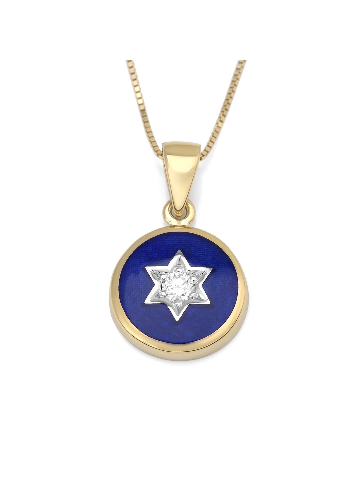Round Diamond-Accented Star of David 14K Gold Pendant Necklace