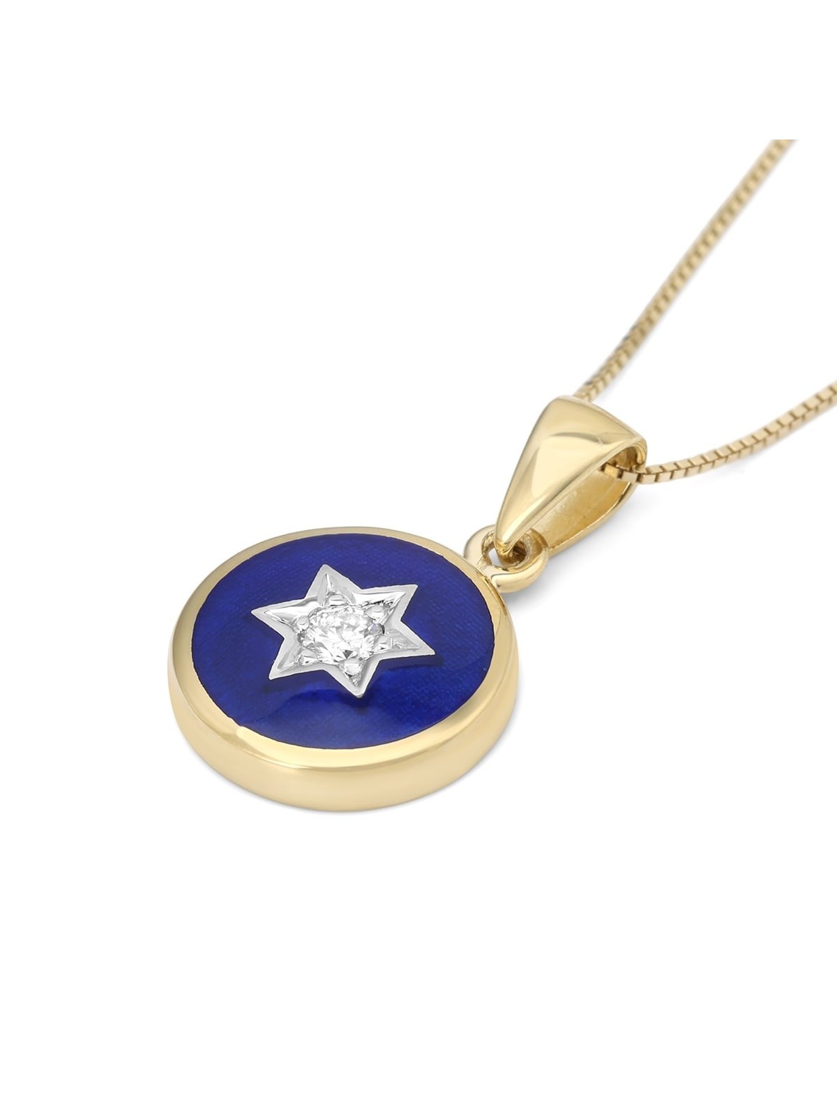 Round Diamond-Accented Star of David 14K Gold Pendant Necklace