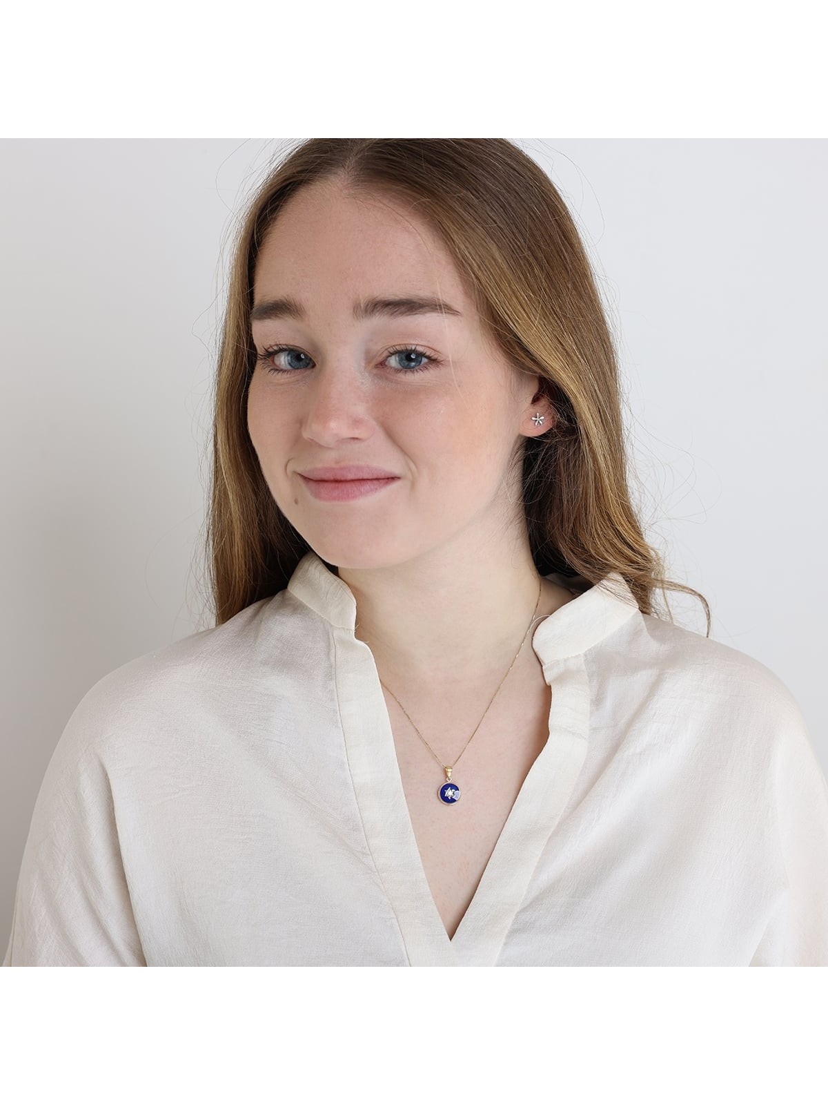 Round Diamond-Accented Star of David 14K Gold Pendant Necklace