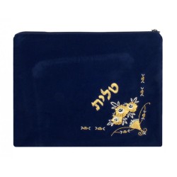 Dark Blue Velvet Tallit Tefillin Bags Flowe... | Talit & Tefillin Bags