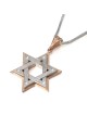 Two-Toned 14K Rose Gold Double Star of David Pendant Necklace With Whi