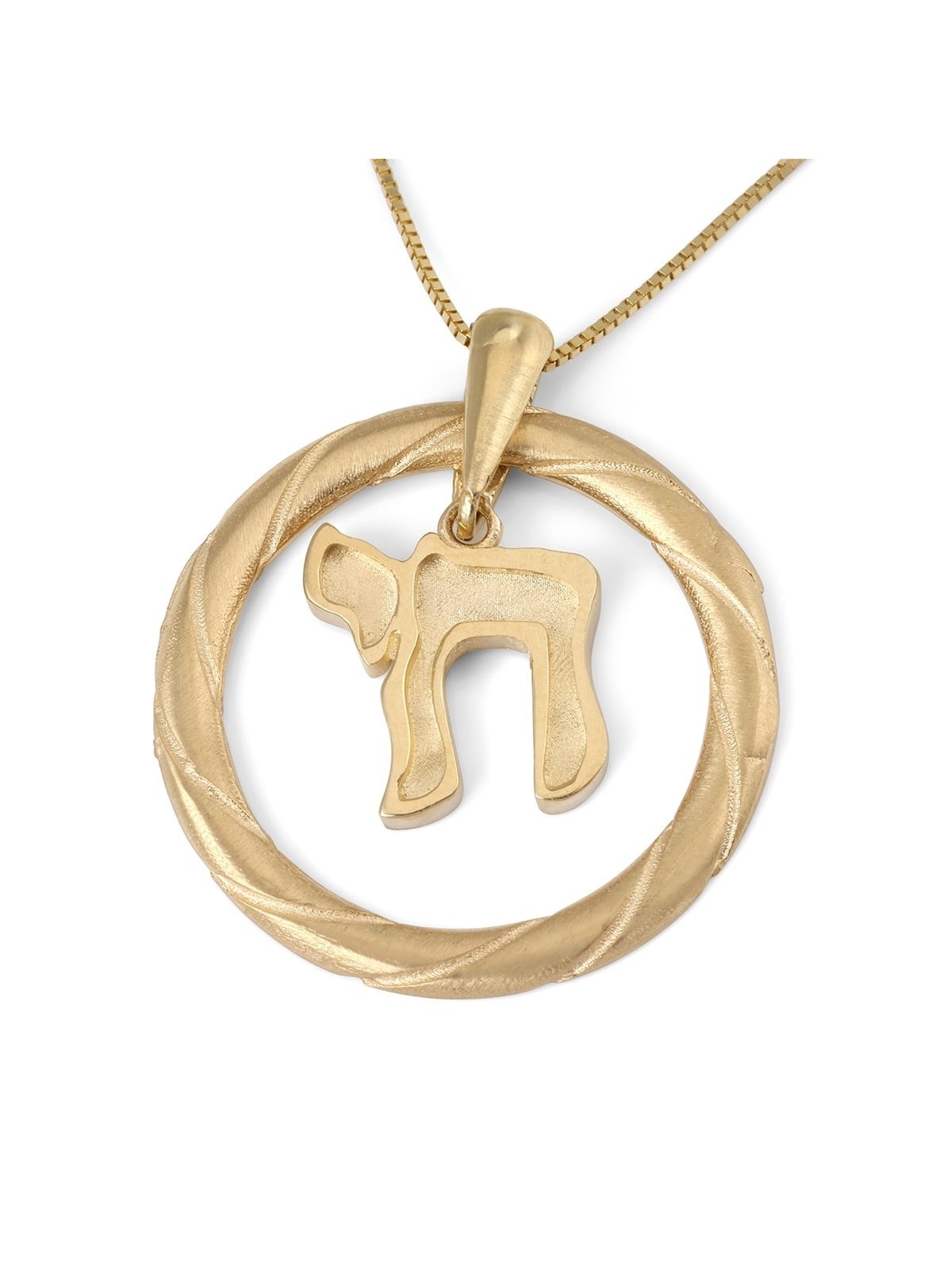 Collier pendentif Chai en or 14 carats avec motif torsadé (choix de couleur)
