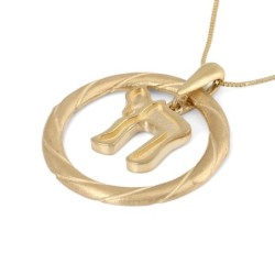 14K Gold Chai Pendant Necklace With Twist Design (Choice of Color)