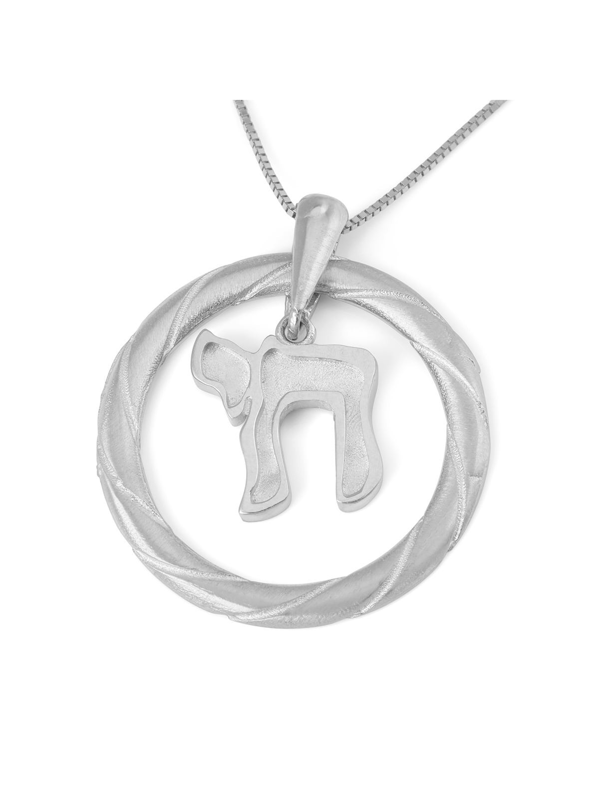 Collier pendentif Chai en or 14 carats avec motif torsadé (choix de couleur)