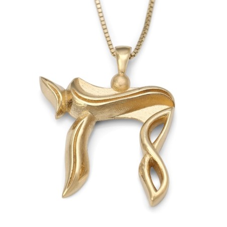 Collier pendentif Chai moderne en or 14 carats (choix de couleurs)