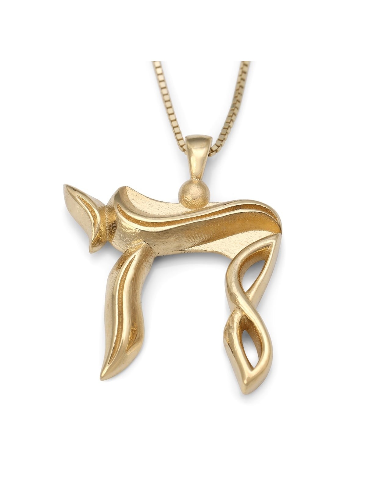 14K Gold Modern Chai Pendant Necklace (Choice of Colors)