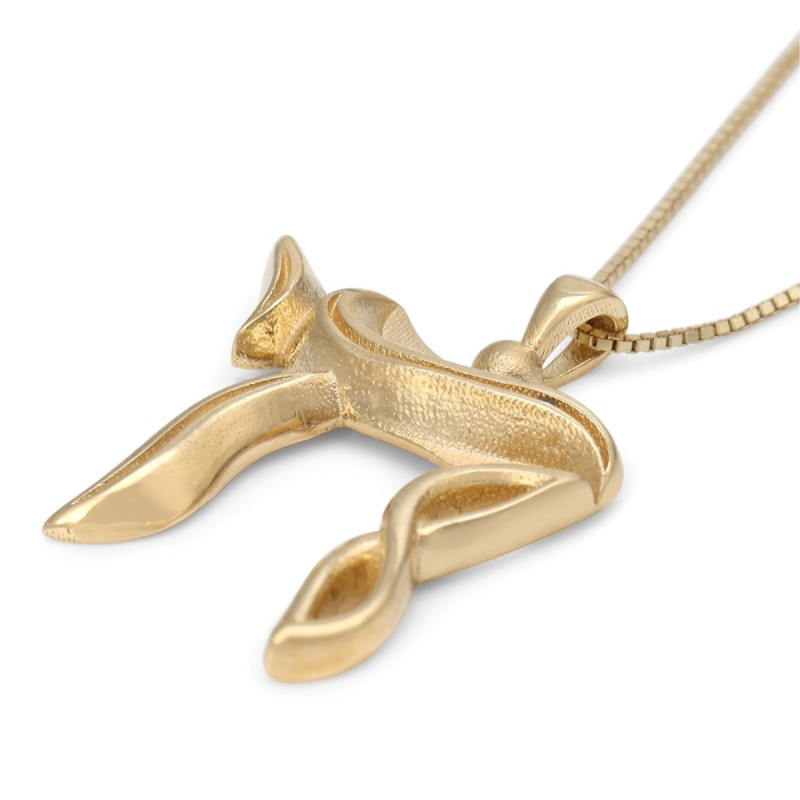 Collier pendentif Chai moderne en or 14 carats (choix de couleurs)