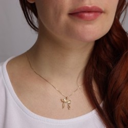 14K Gold Modern Chai Pendant Necklace (Choice of Colors)