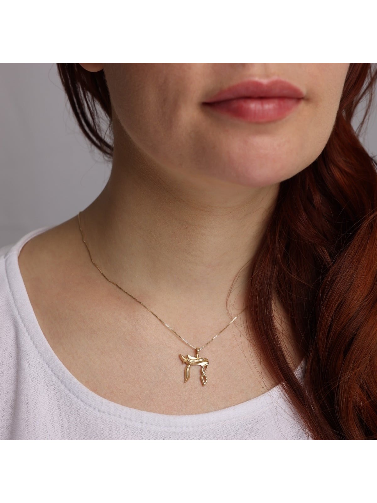 14K Gold Modern Chai Pendant Necklace (Choice of Colors)